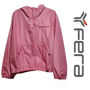 FERA Skiwear Vintage 90's Lightweight Pullover Hooded Jacket Size 10 Pink